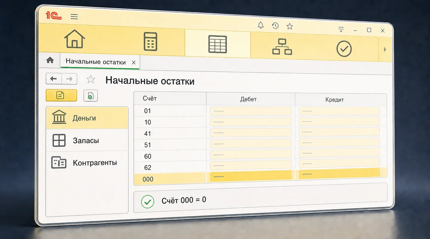 Ввод начальных остатков в 1С:Бухгалтерии 8.3
