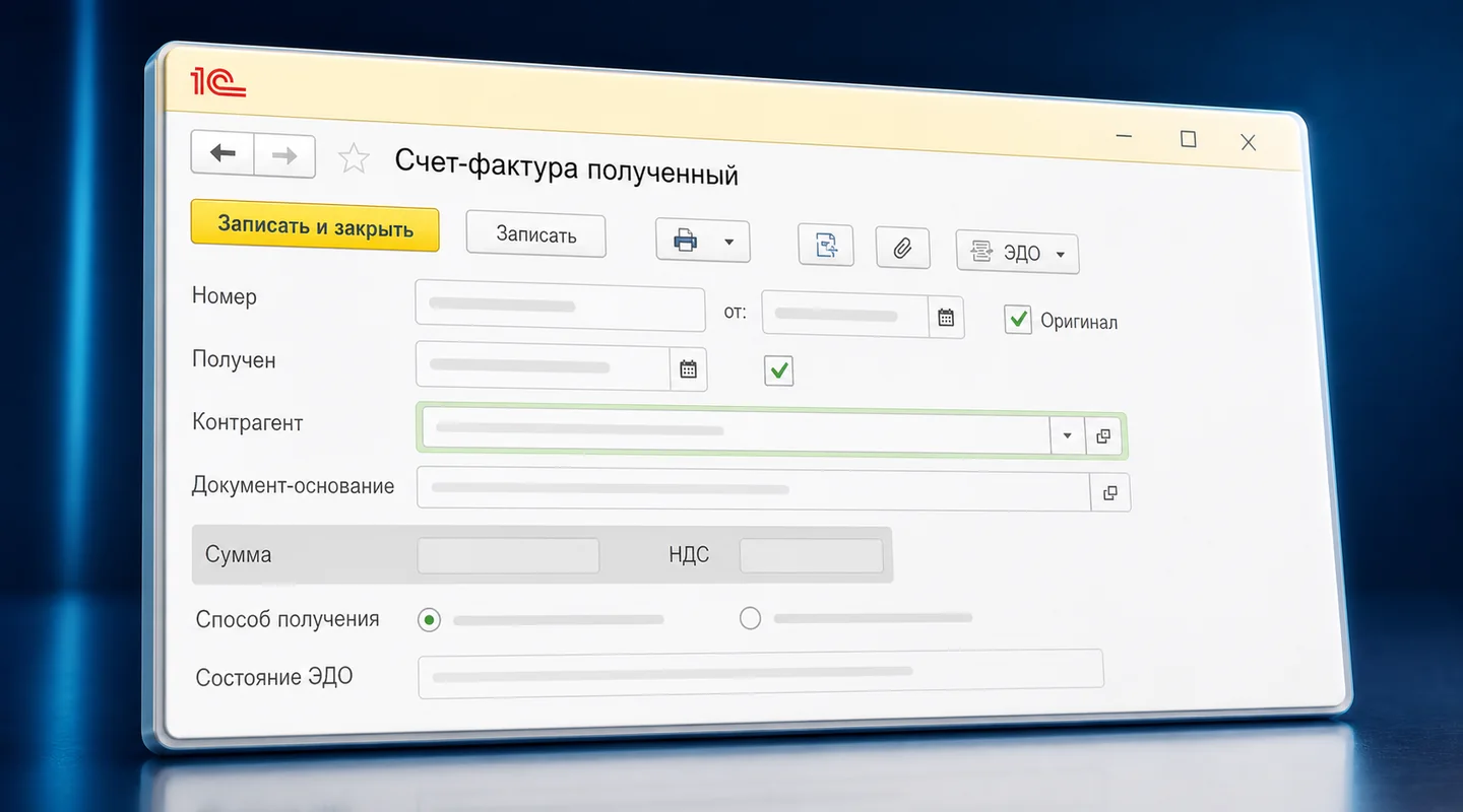Счёт-фактура в 1С: получение, регистрация и проводки