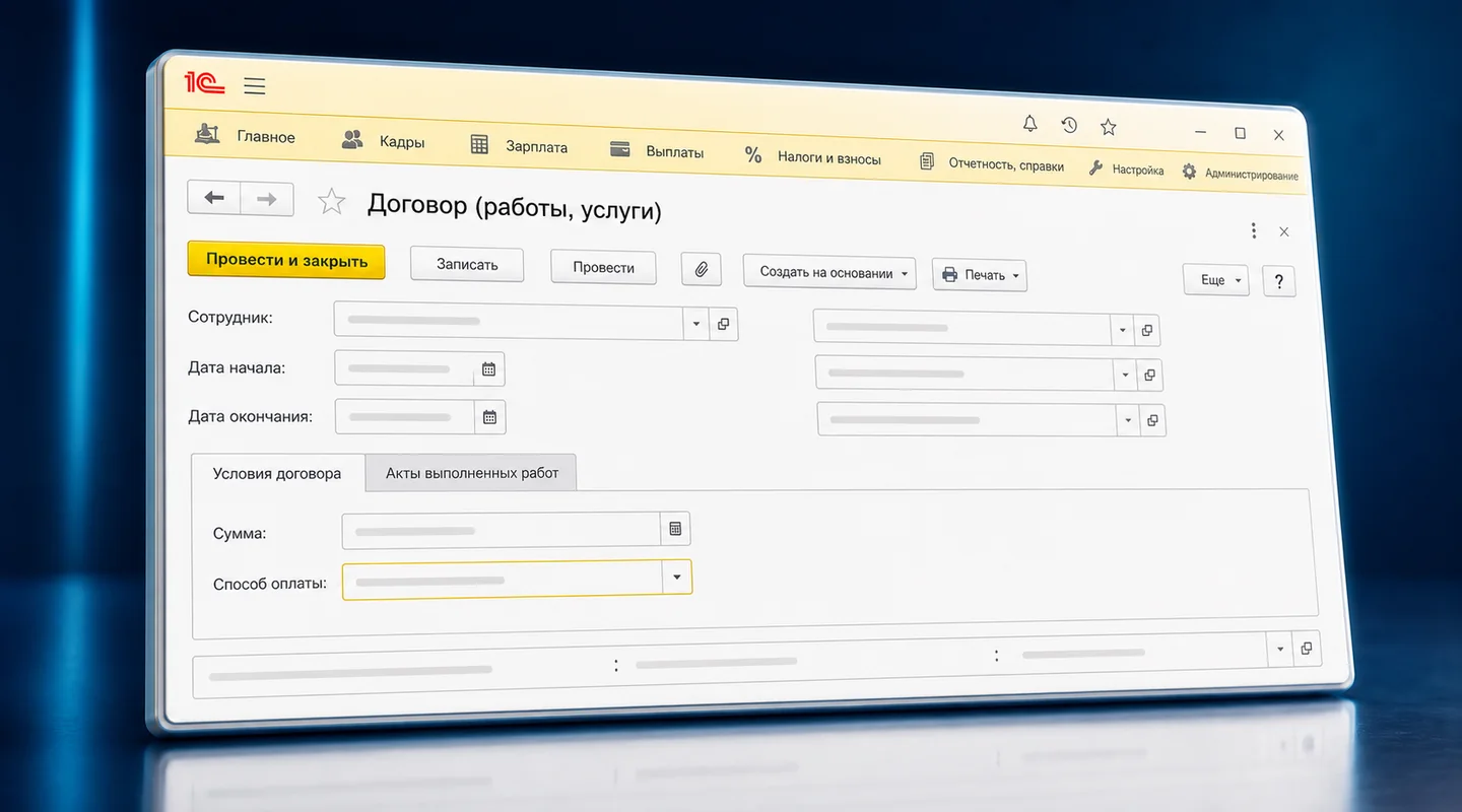 Договор ГПХ в 1С:ЗУП: как оформить исполнителя и начислить вознаграждение