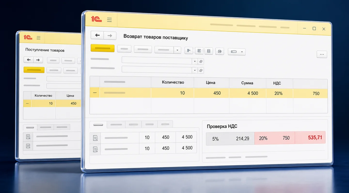 Как оформить возврат товара поставщику в 1С:Бухгалтерии