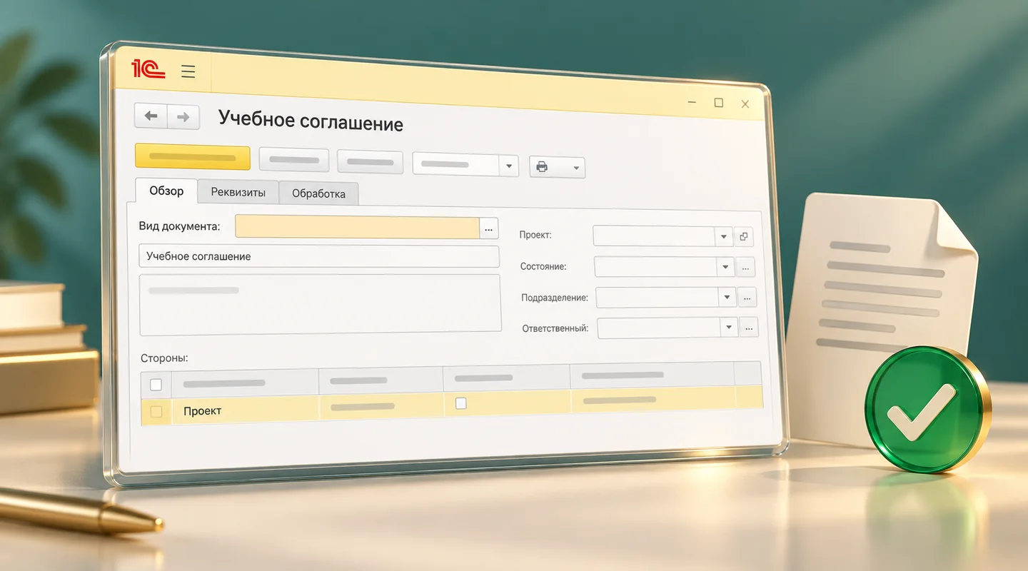 1С:Документооборот для начинающих: первая работа с документом