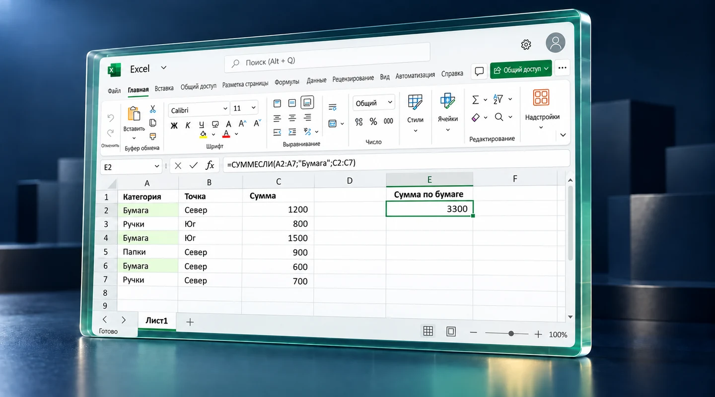 СУММЕСЛИ в Excel: как сложить значения по условию